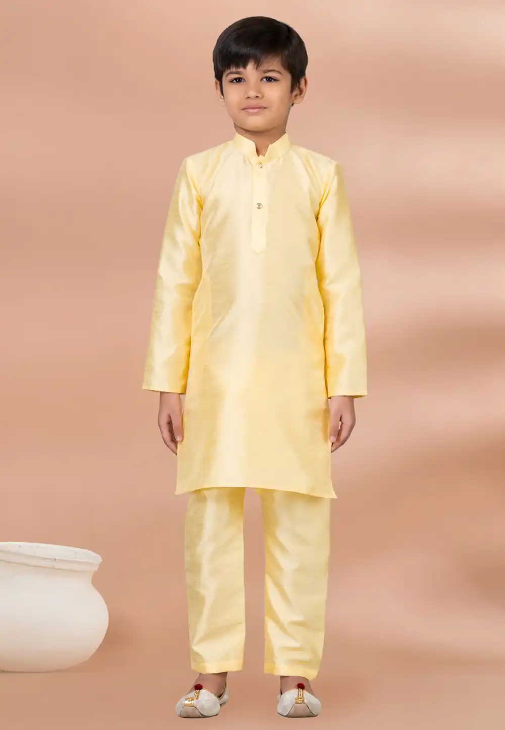 Yellow Banarasi Kids Kurta Pajama 288680