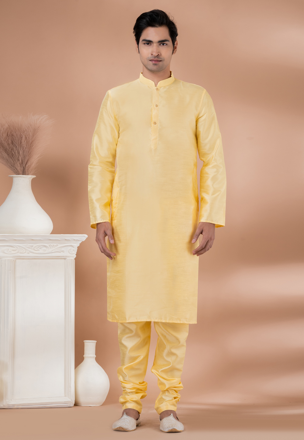 Yellow Banarasi Kurta Pajama 282557