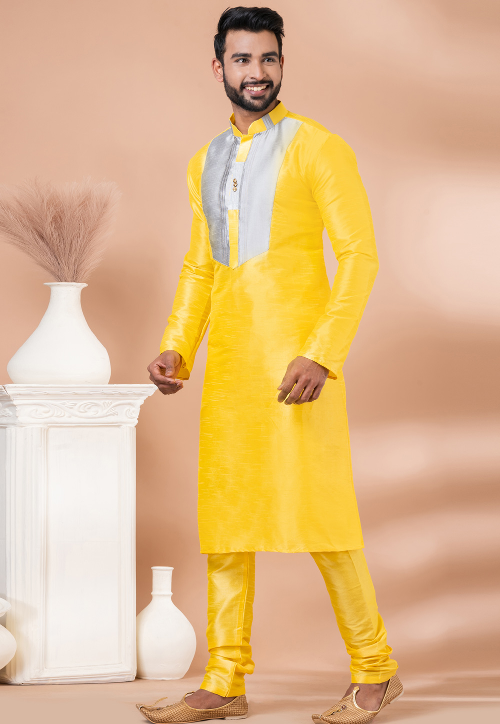 Yellow Banarasi Kurta Pajama 282588