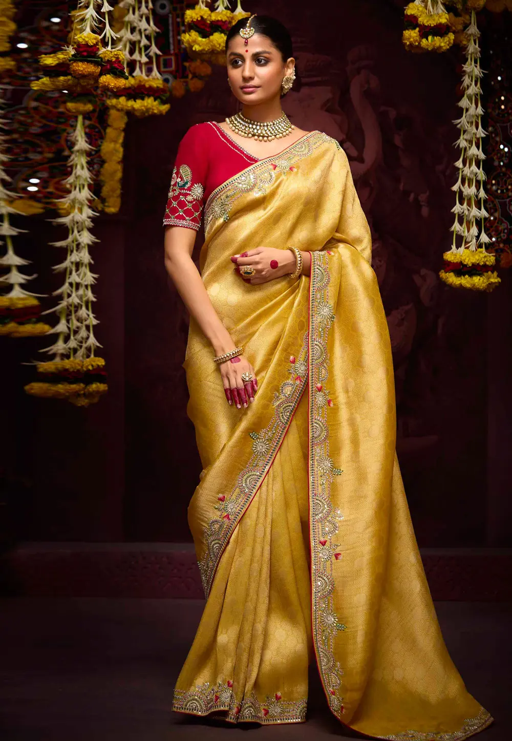 Yellow Banarasi Saree 297929