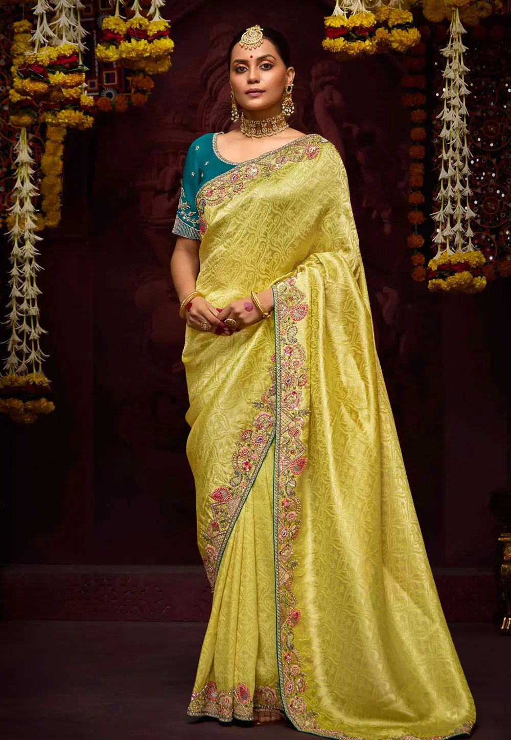 Yellow Banarasi Saree With Blouse 297924