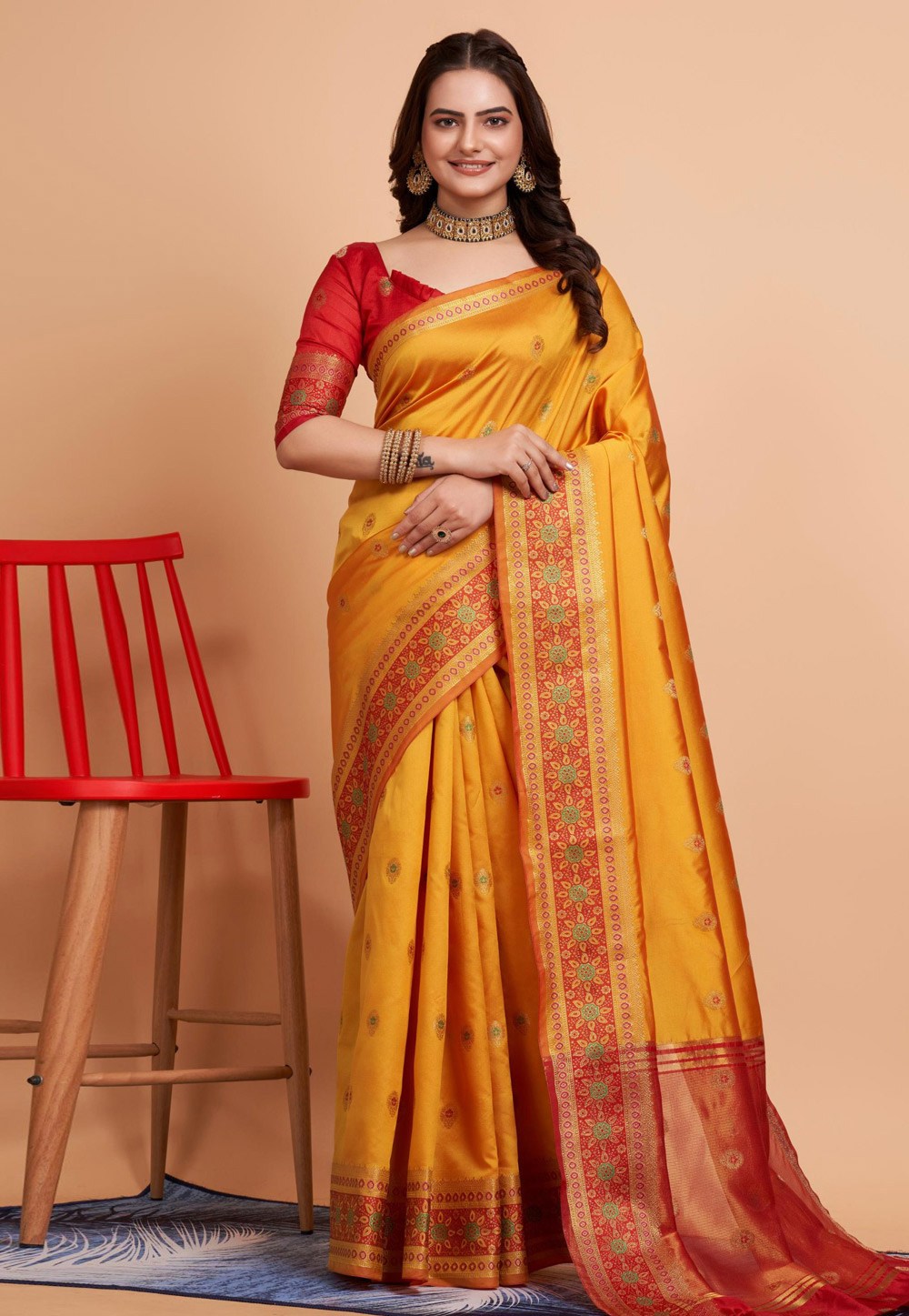 Yellow Banarasi Silk Saree 281819