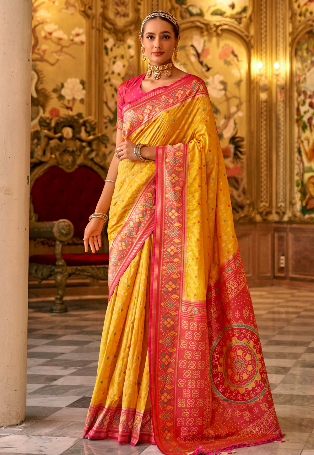 Yellow Banarasi Silk Saree 286603