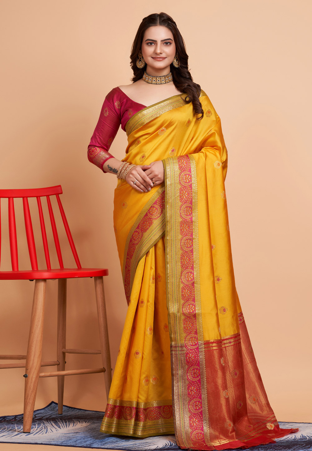 Yellow Banarasi Silk Saree 284260
