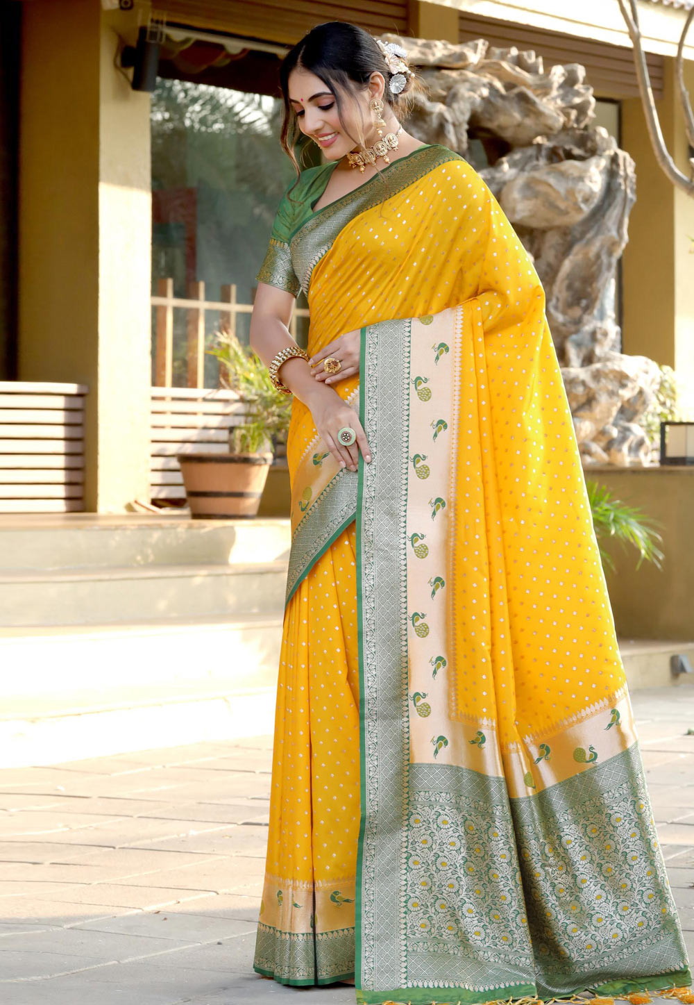 Yellow Banarasi Silk Saree 278981