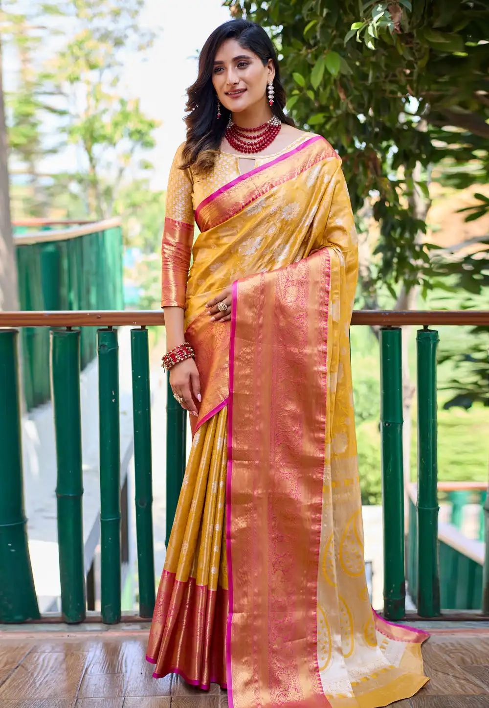 Yellow Banarasi Silk Saree 289684