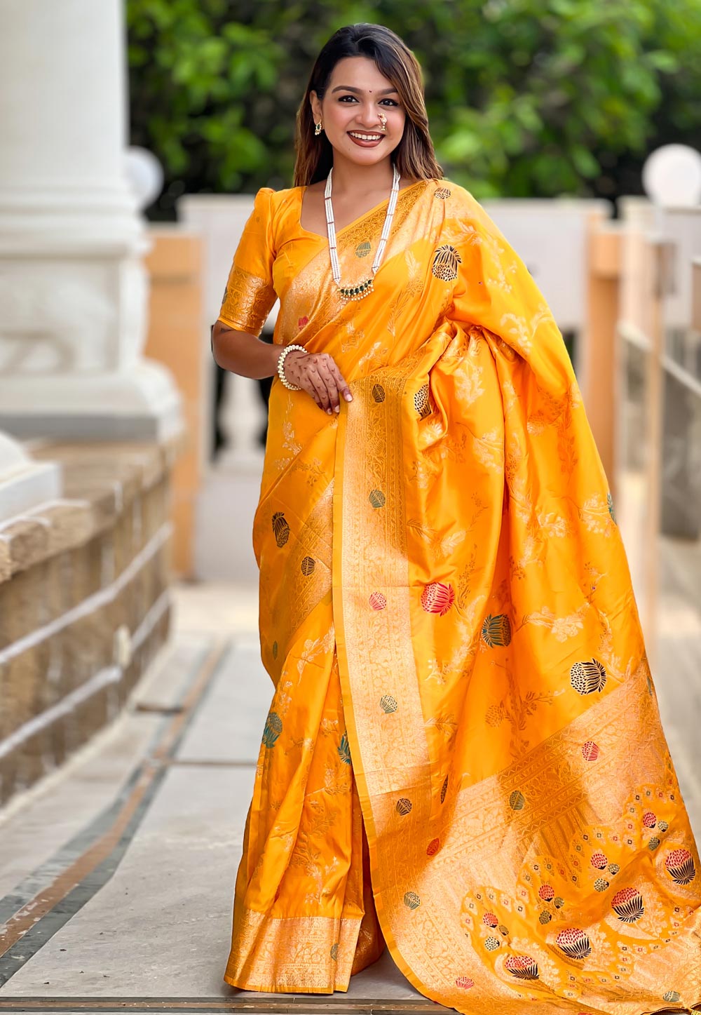 Yellow Banarasi Silk Saree 310568
