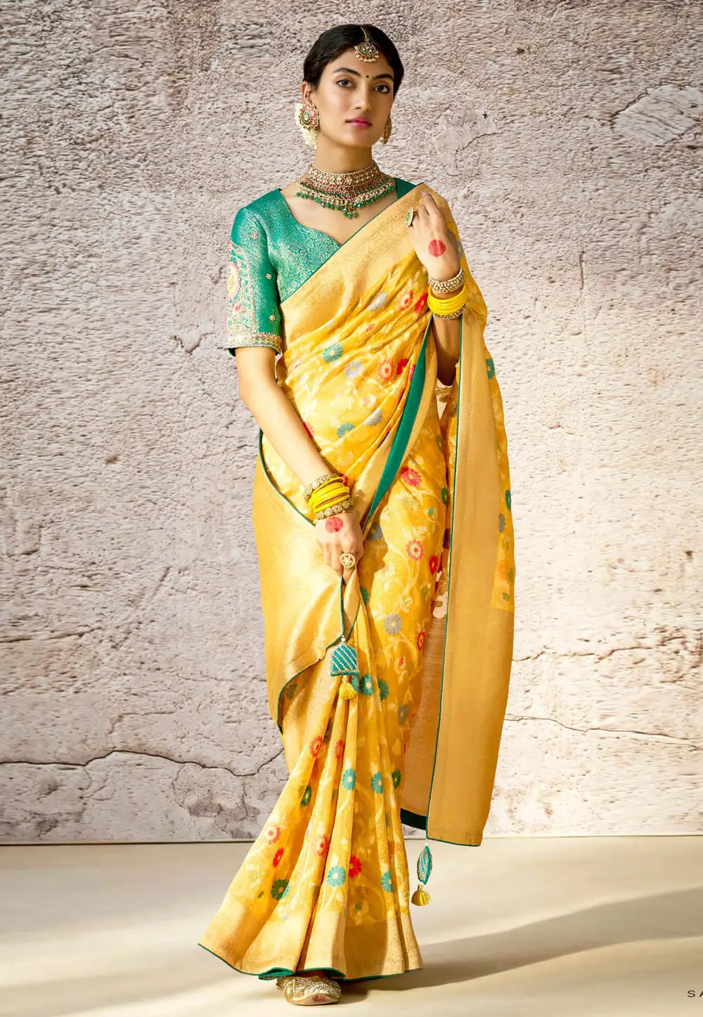 Yellow Banarasi Silk Saree 295883