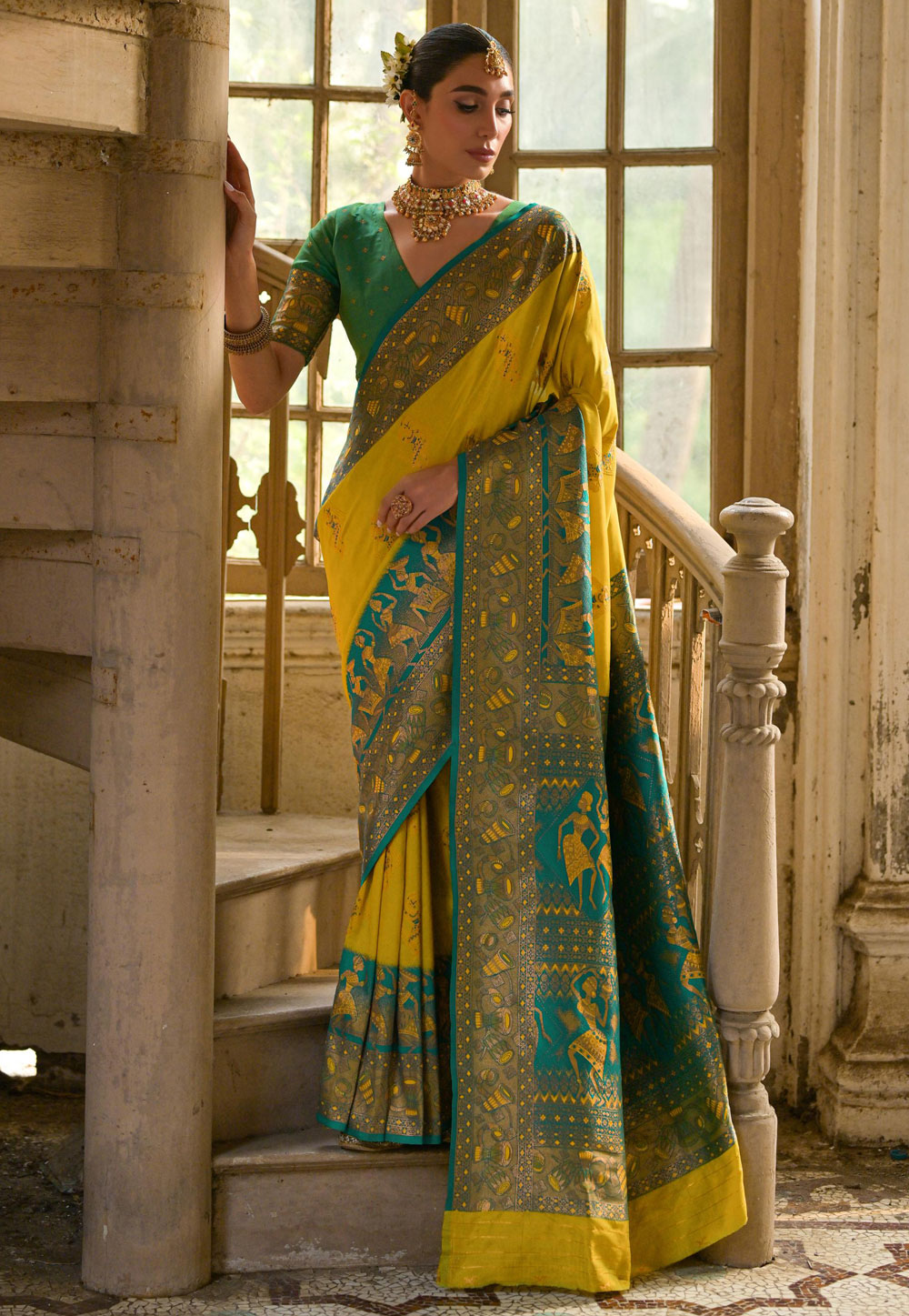Yellow Banarasi Silk Saree With Blouse 310006