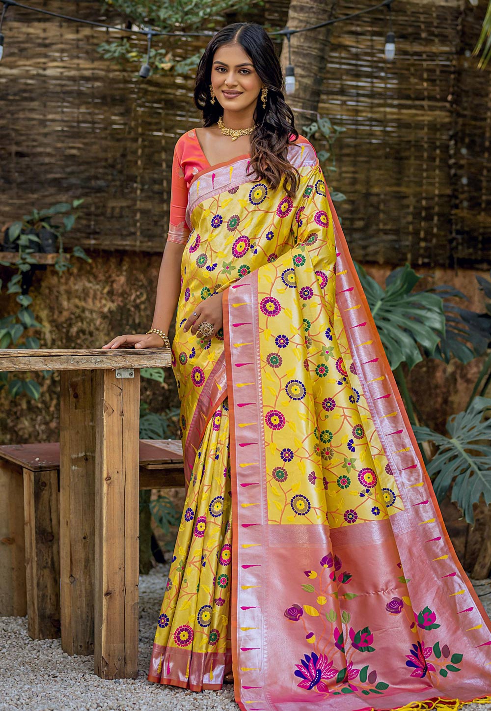 Yellow Banarasi Silk Saree With Blouse 284794
