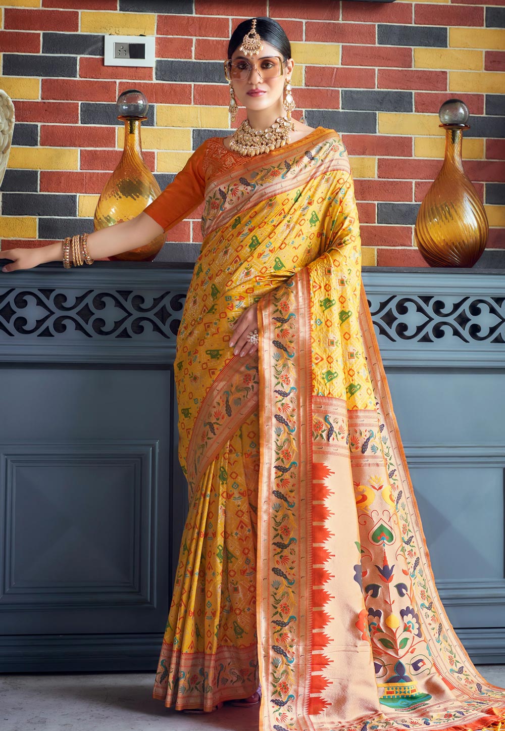 Yellow Banarasi Silk Saree With Blouse 278787