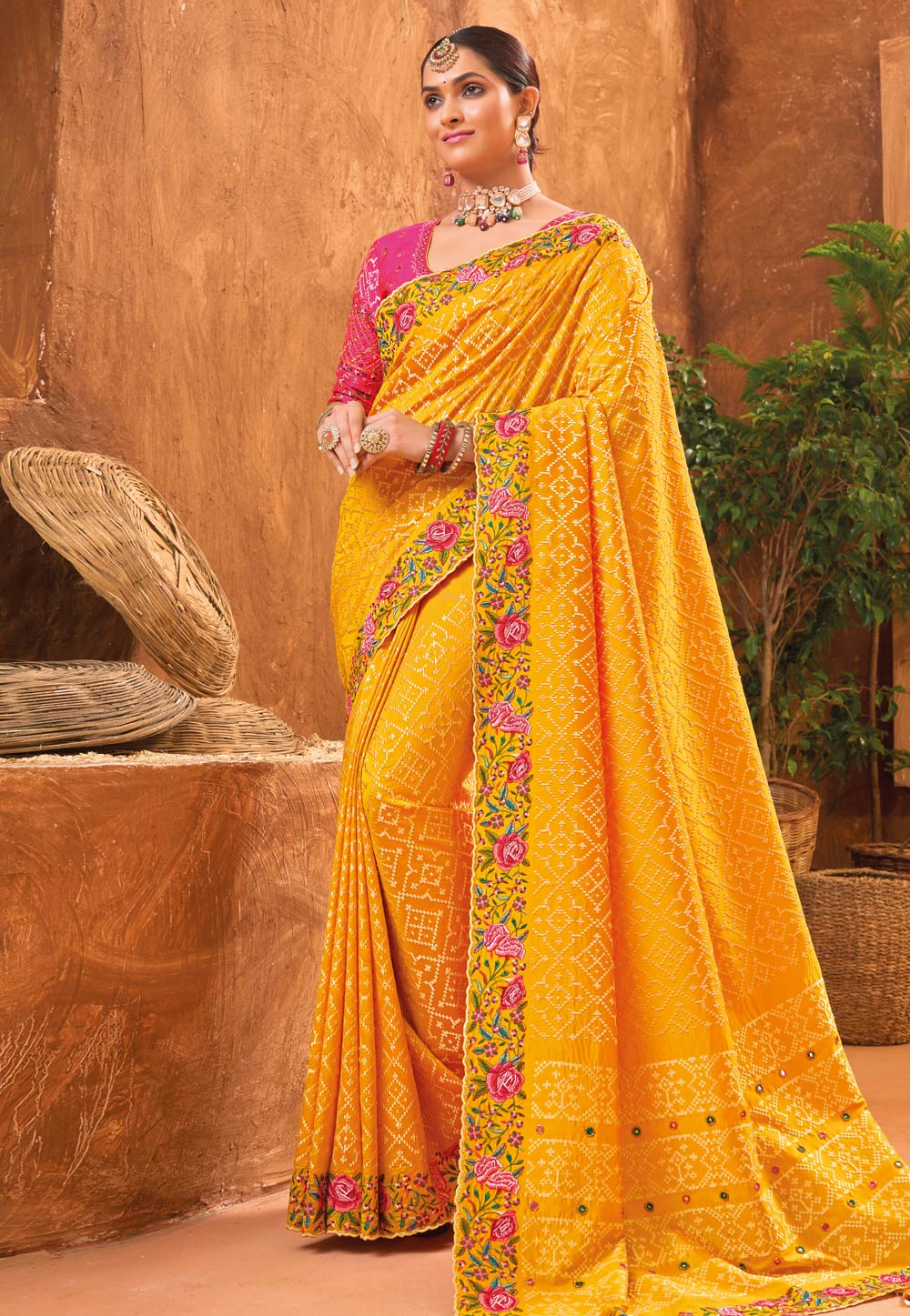 Yellow Banarasi Silk Wedding Wear Saree 281998