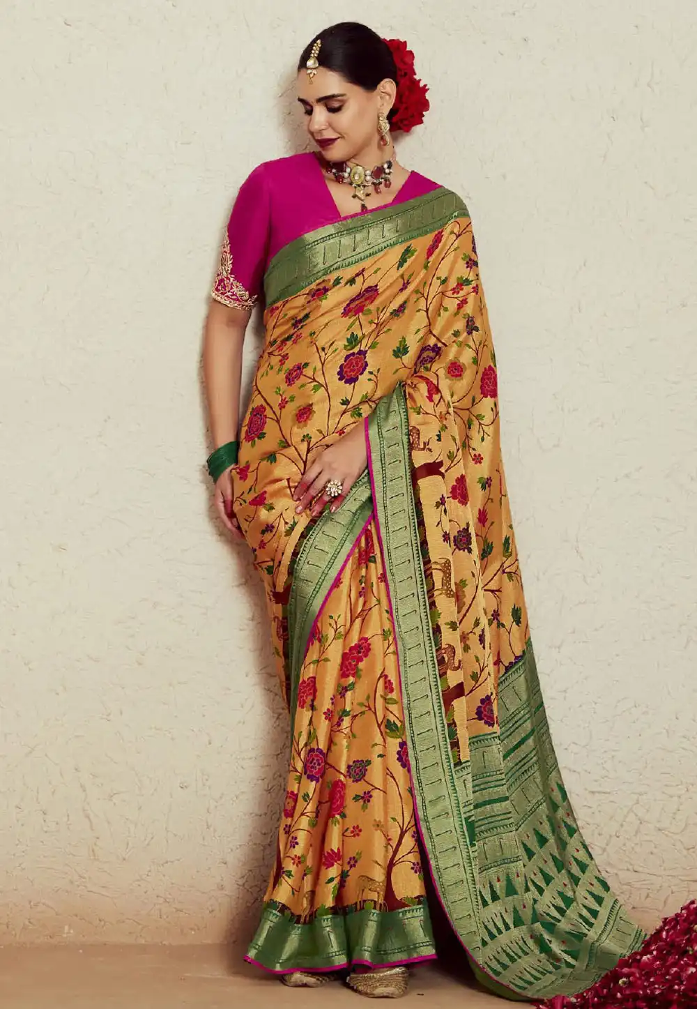 Yellow Brasso Saree With Blouse 290672