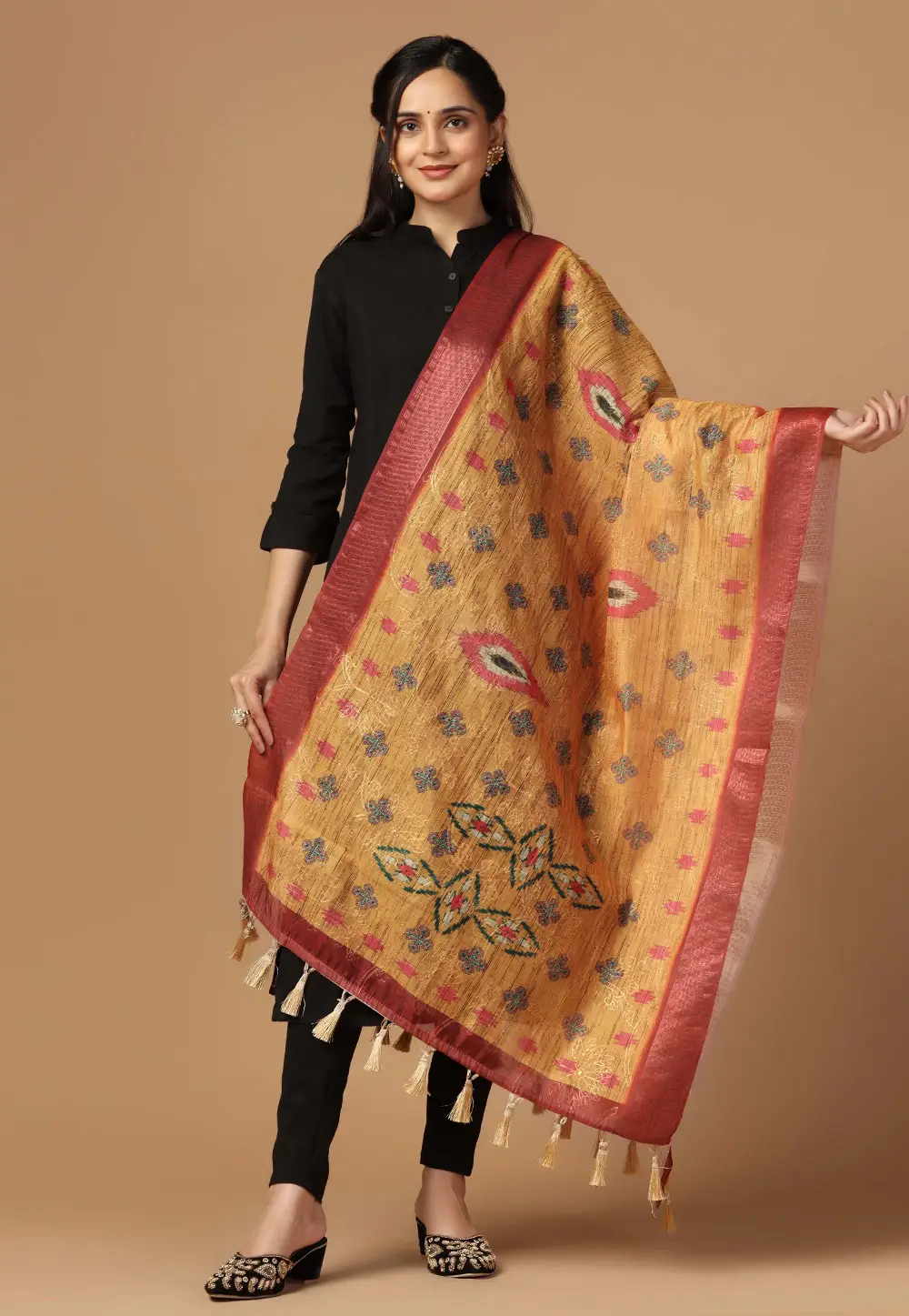 Yellow Chanderi Silk Dupatta 295819