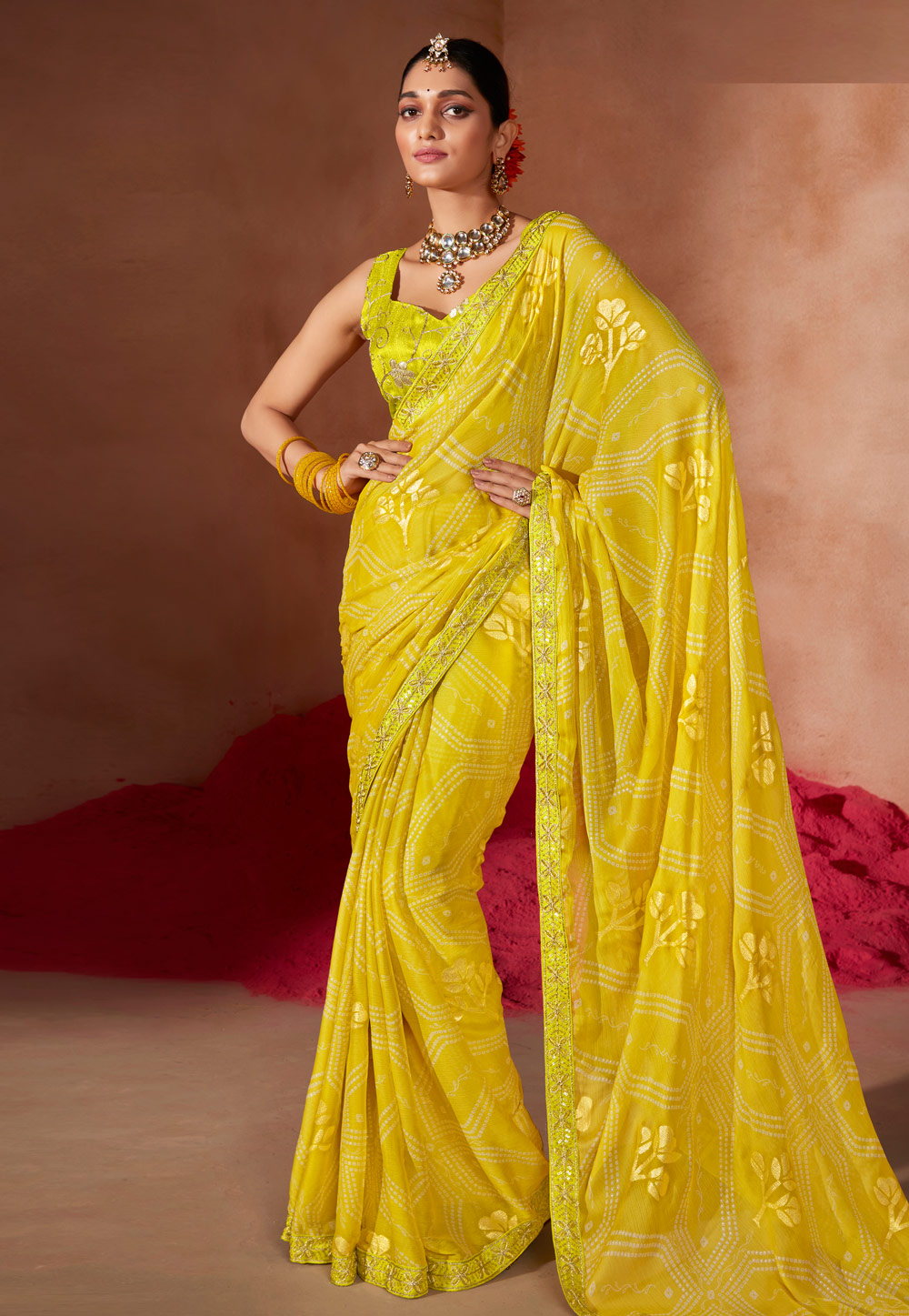 Yellow Chiffon Saree With Blouse 286097