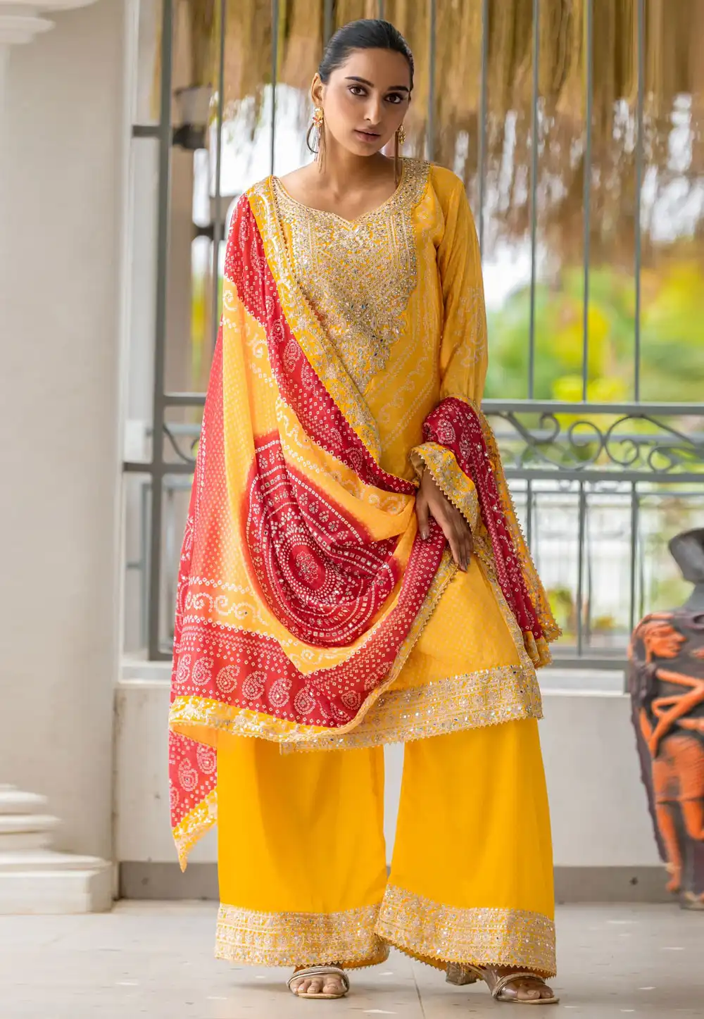 Yellow Chinon Pakistani Suit 293438