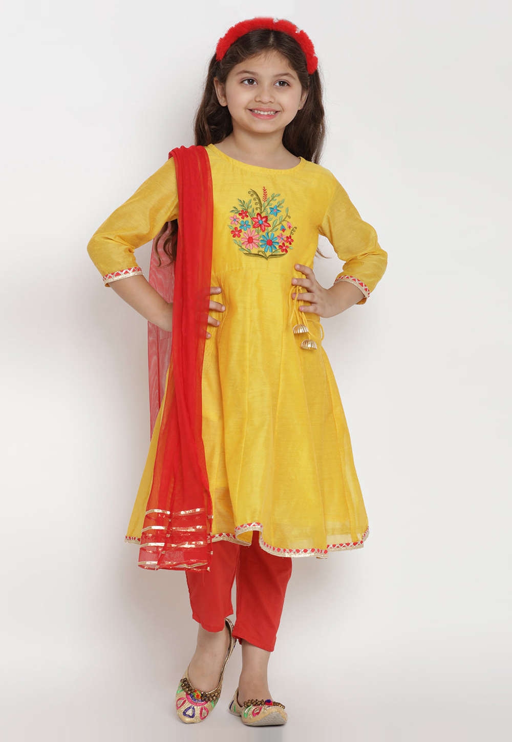 Yellow Cotton Kids Pant Style Suit 282622