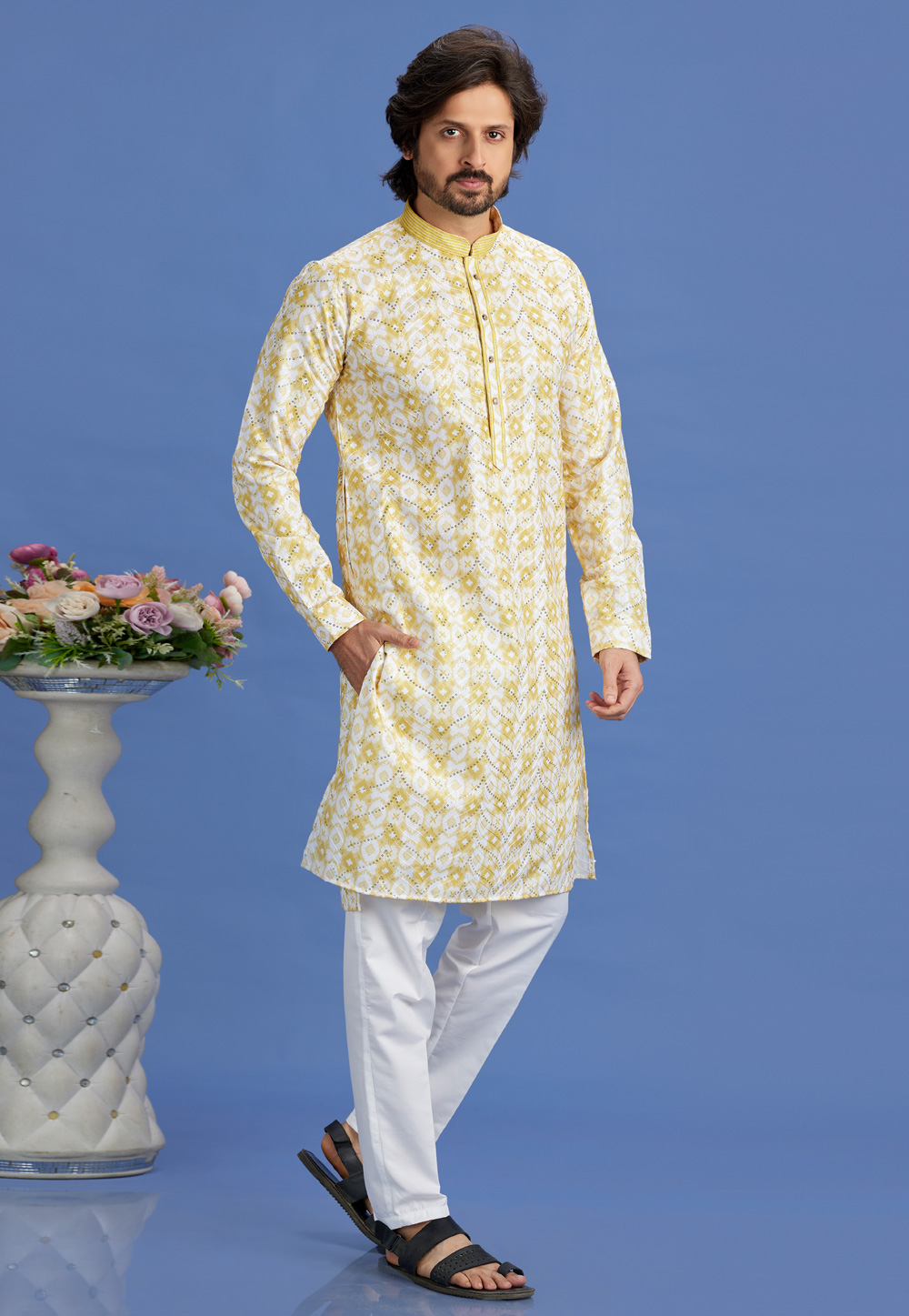 Yellow Cotton Kurta Pajama 283299