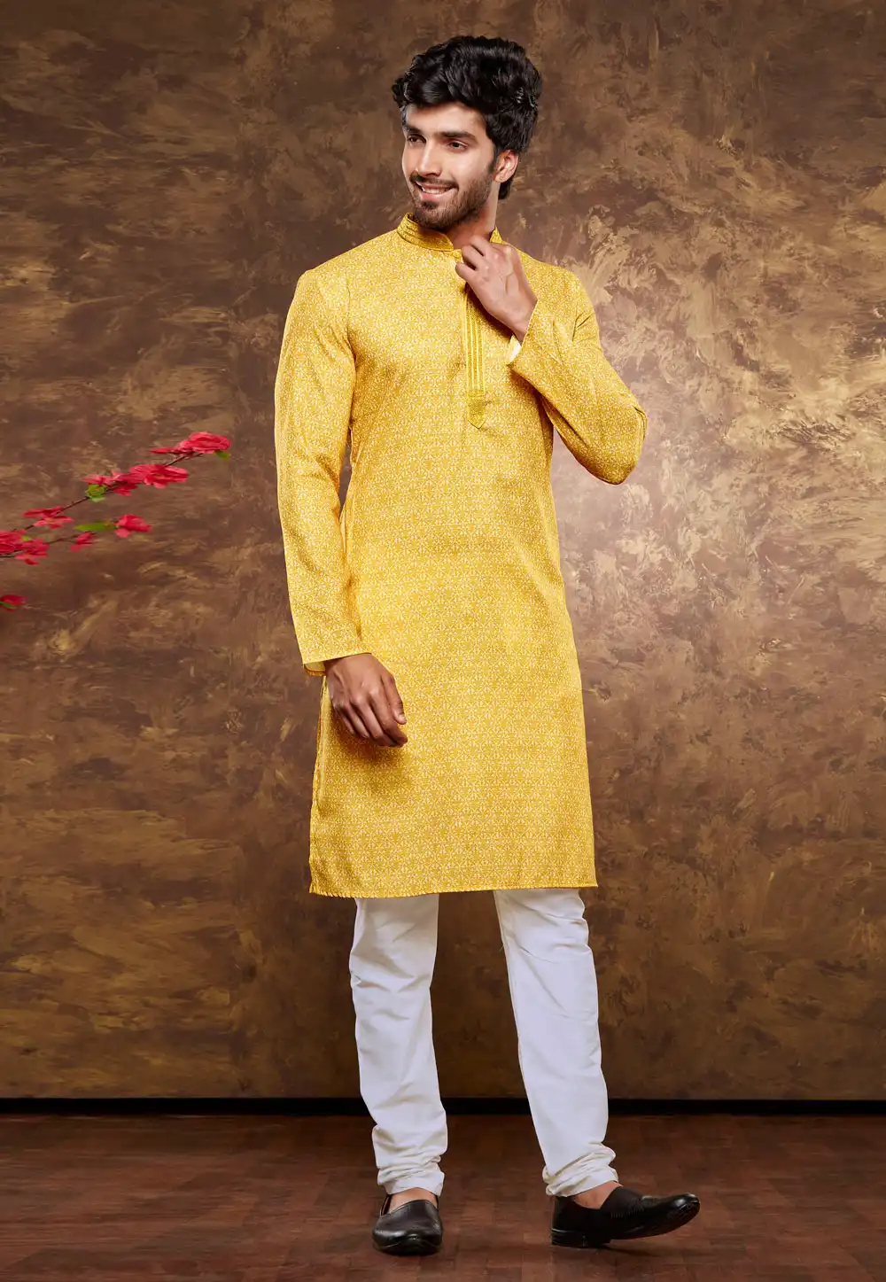 Yellow Cotton Kurta Pajama 288060