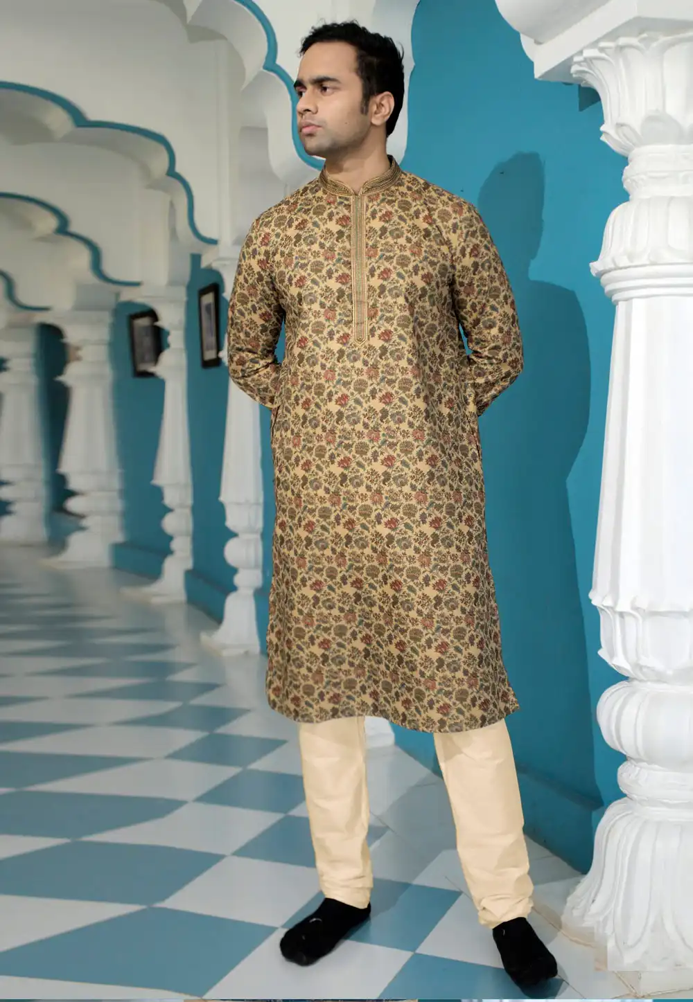 Yellow Cotton Kurta Pajama 288836