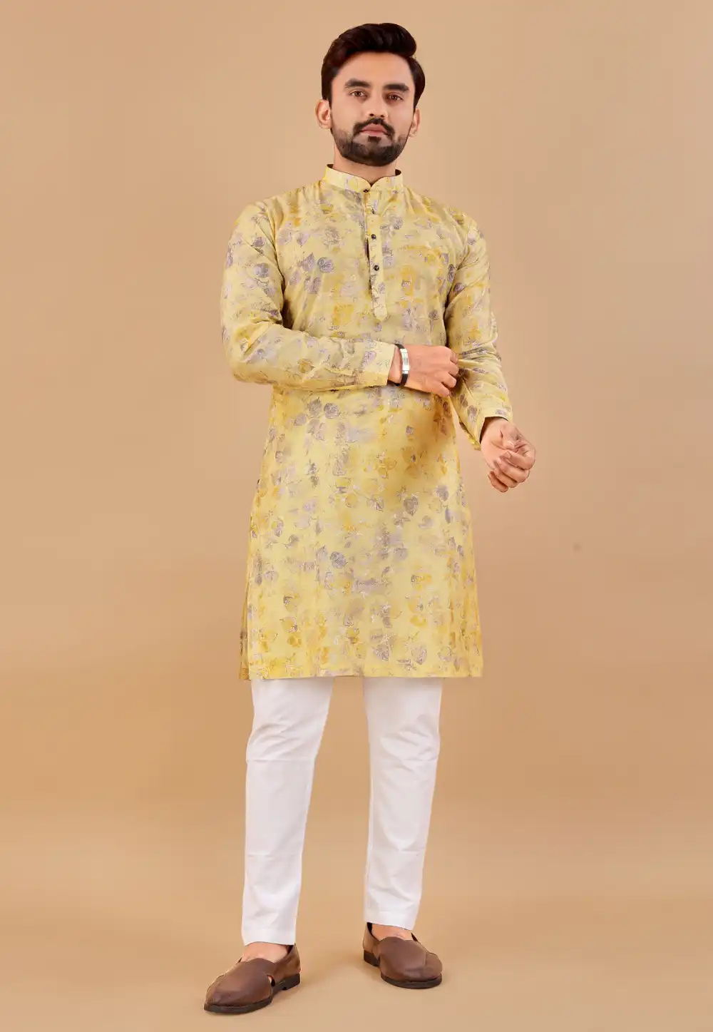 Yellow Cotton Kurta Pajama 290099