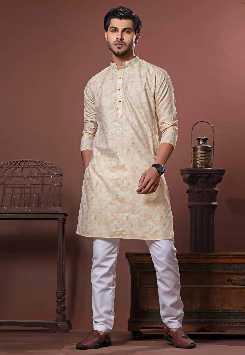 Yellow Cotton Kurta Pajama 302123