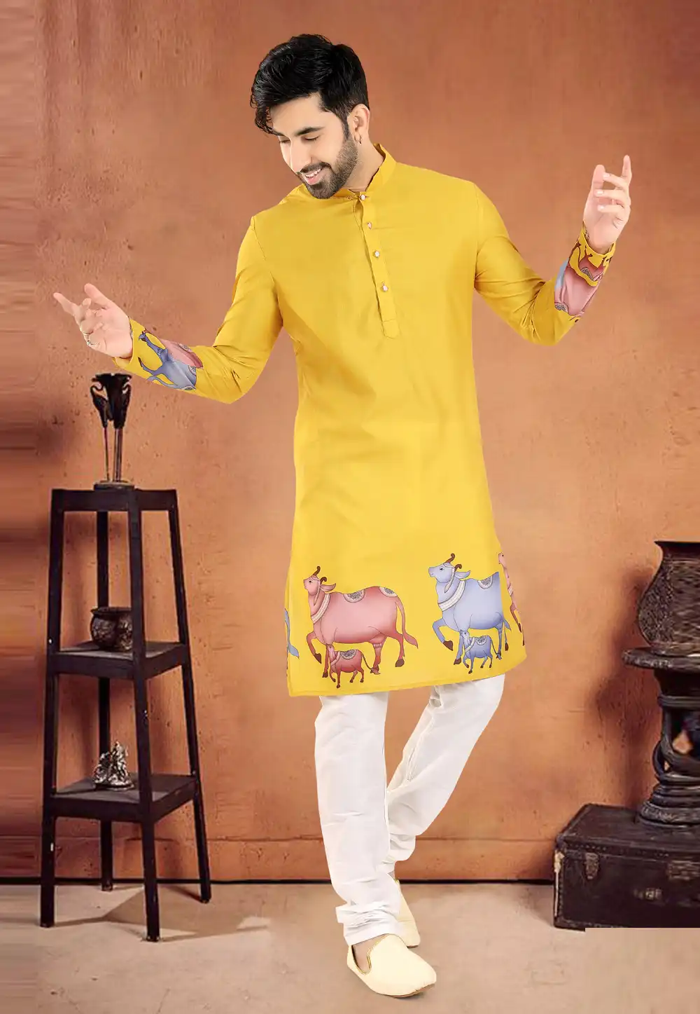 Yellow Cotton Kurta Pajama 290576