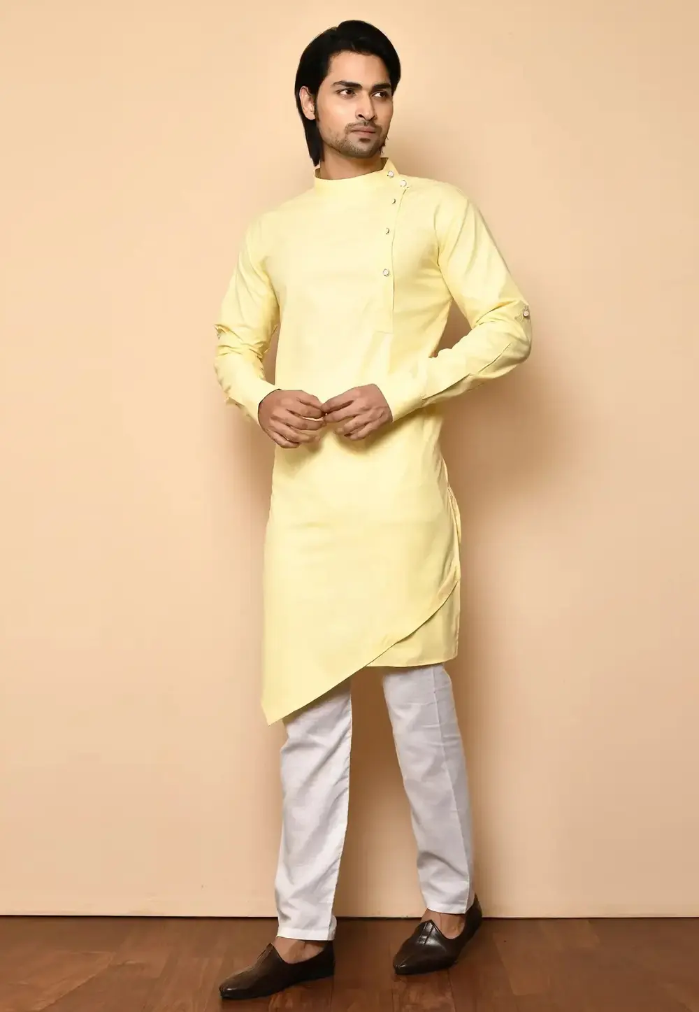 Yellow Cotton Kurta Pajama 300722