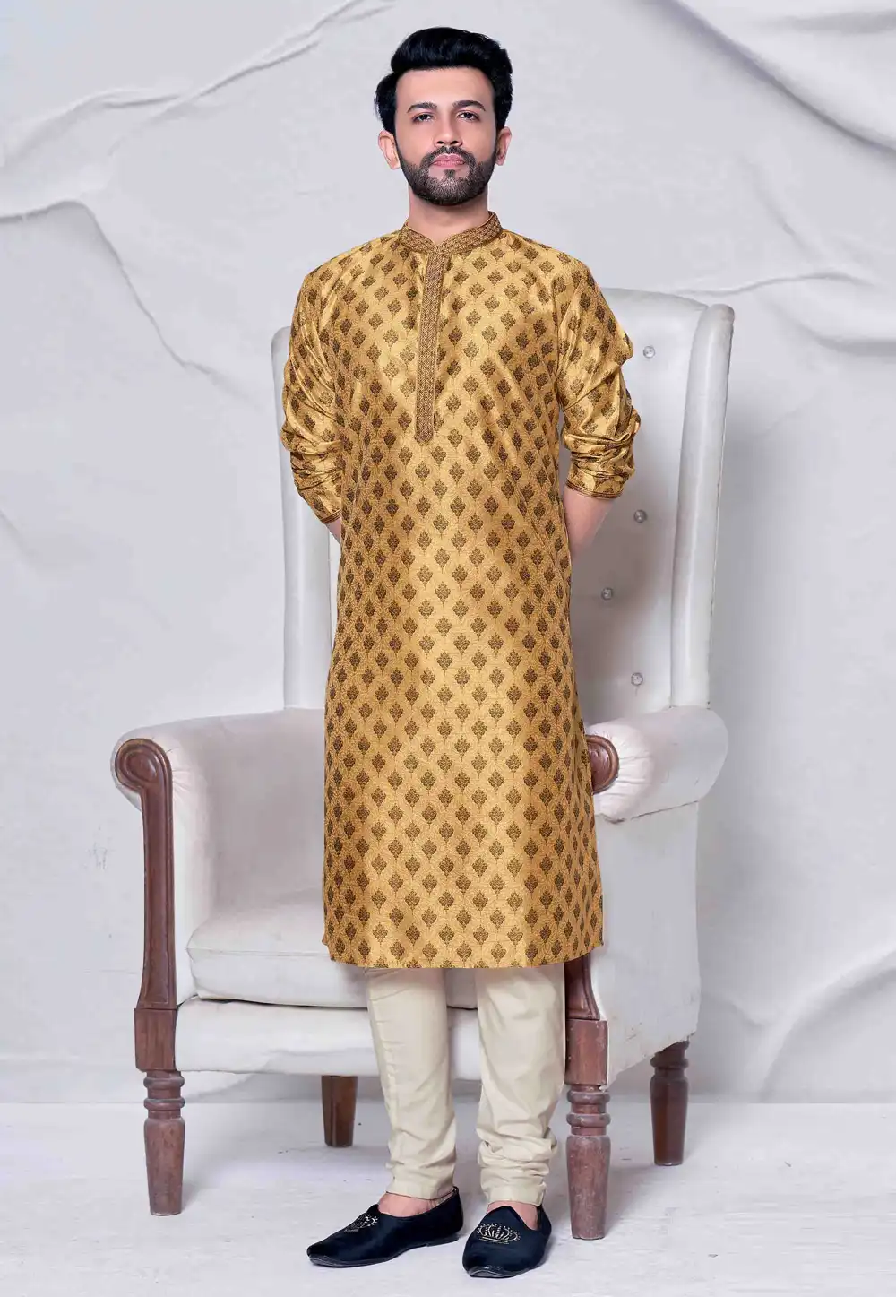 Yellow Cotton Kurta Pajama 288855