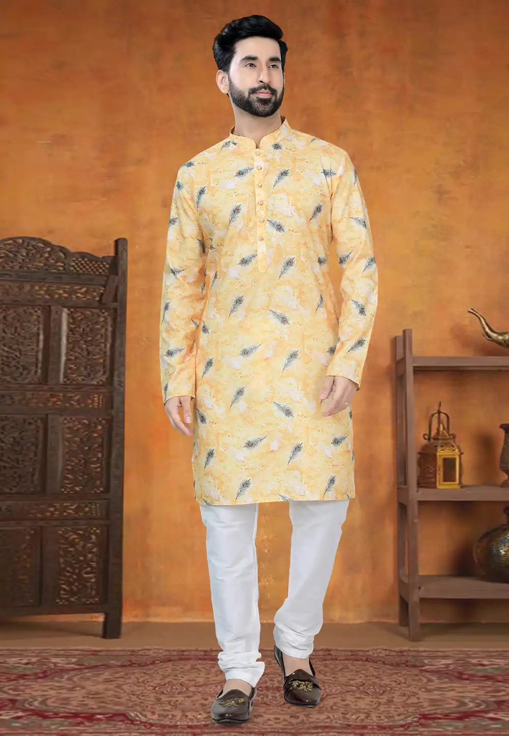 Yellow Cotton Kurta Pajama 295011