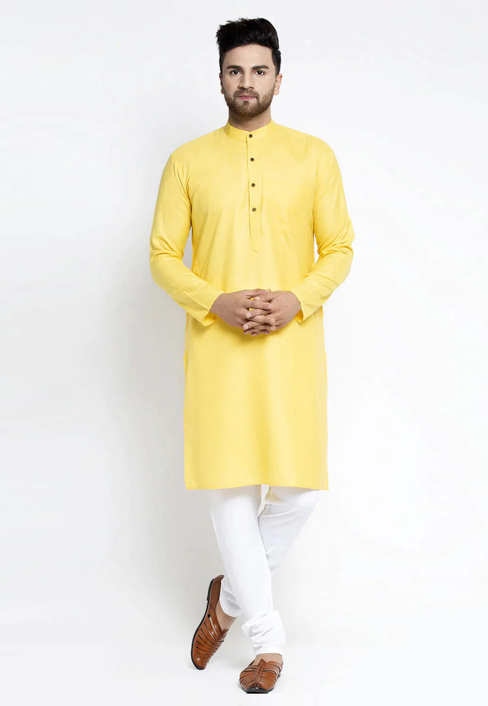 Yellow Cotton Kurta Pajama 281567