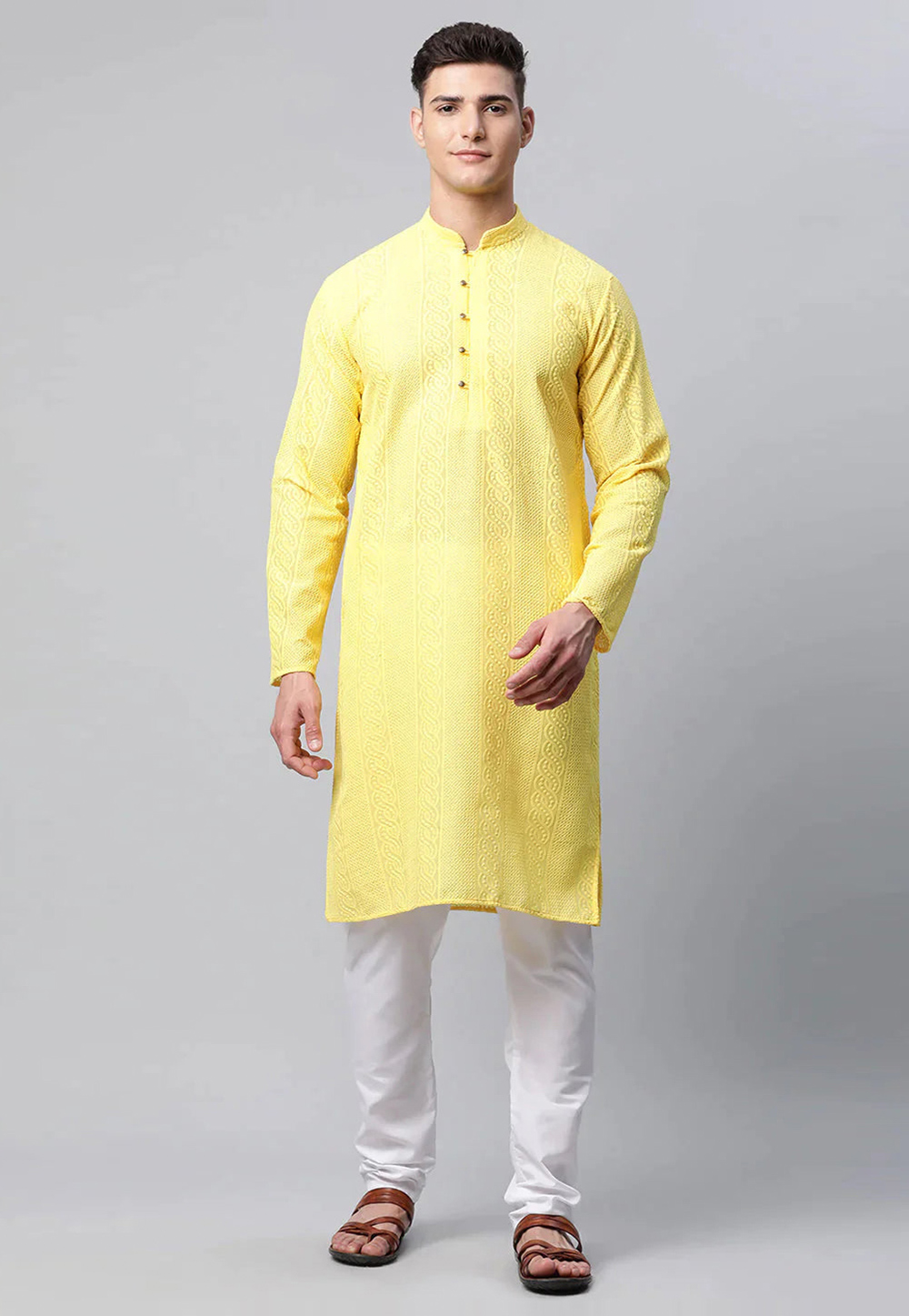 Yellow Cotton Kurta Pajama 281621