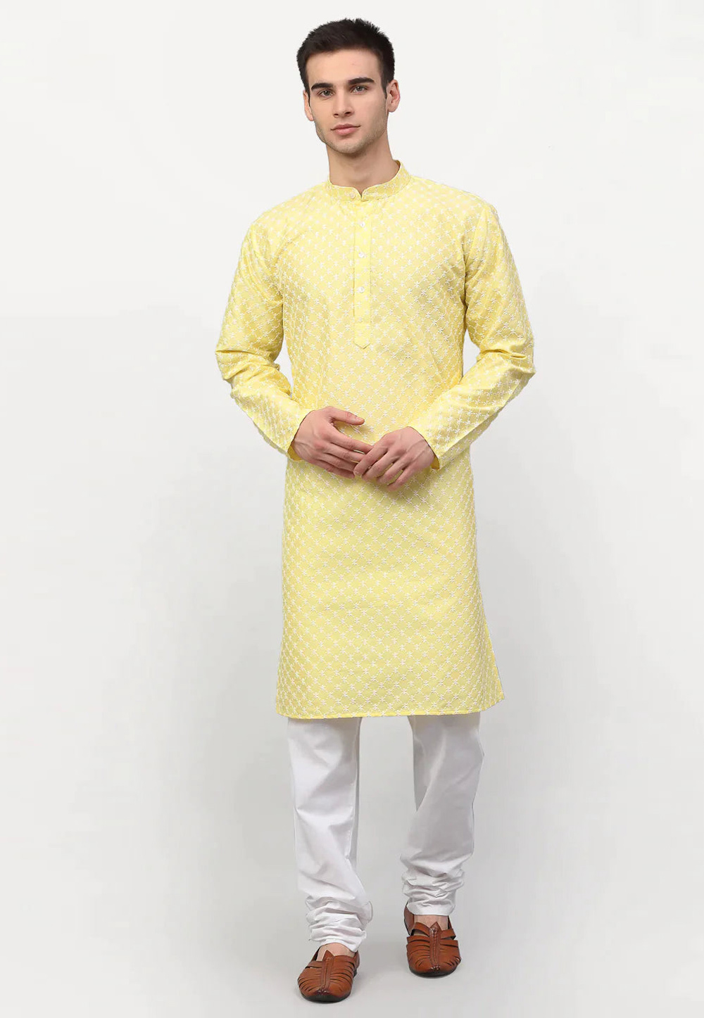 Yellow Cotton Kurta Pajama 281630