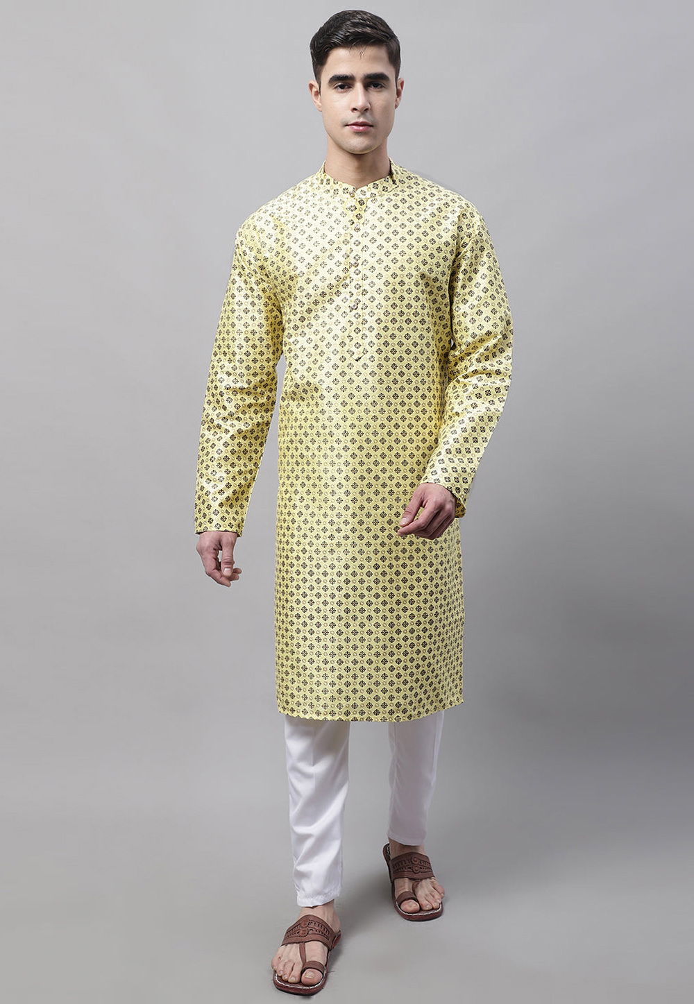 Yellow Cotton Kurta Pajama 281681