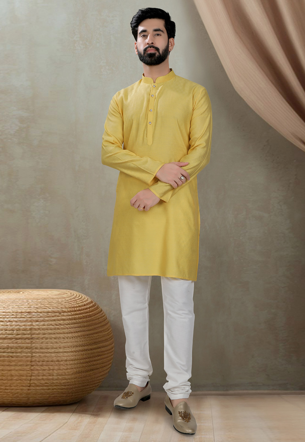 Yellow Cotton Kurta Pajama 310815