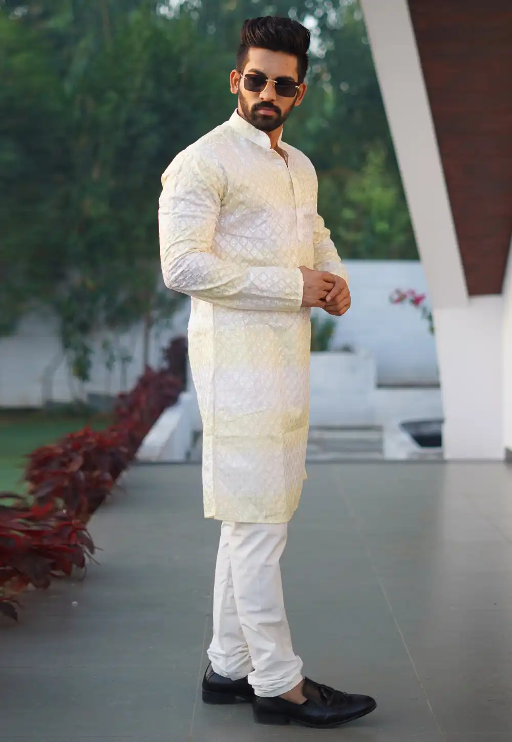 Yellow Cotton Kurta Pajama 293405