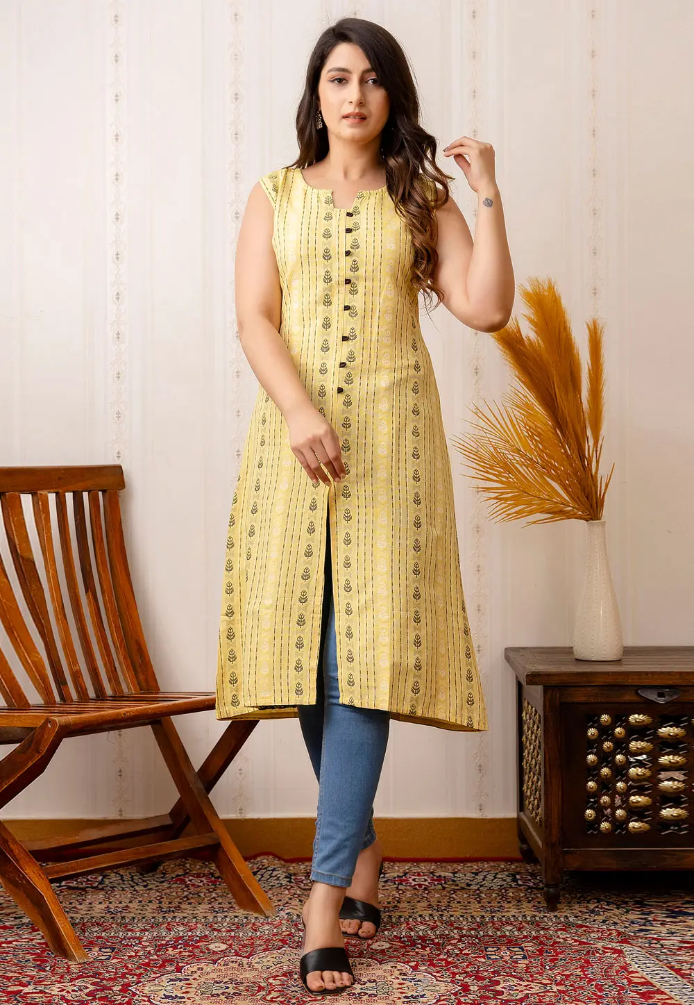 Yellow Cotton Long Tunic 296795