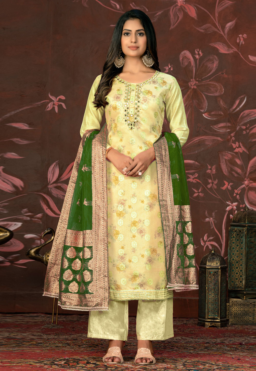 Yellow Cotton Pakistani Suit 281095