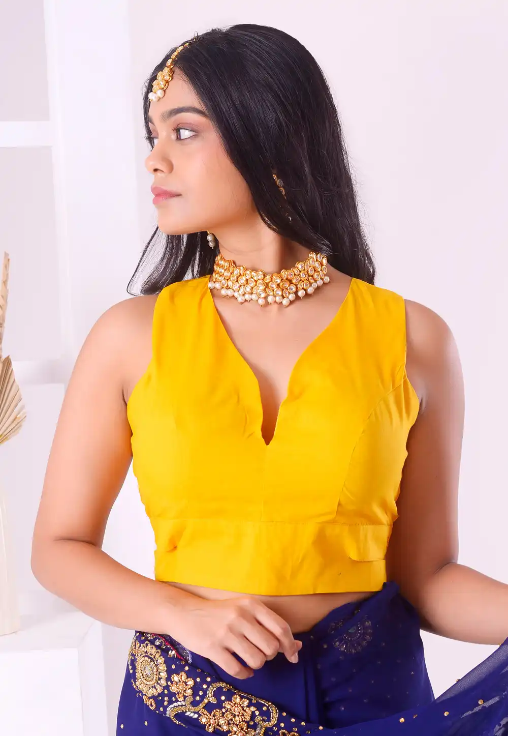 Yellow Cotton Readymade Blouse 292524