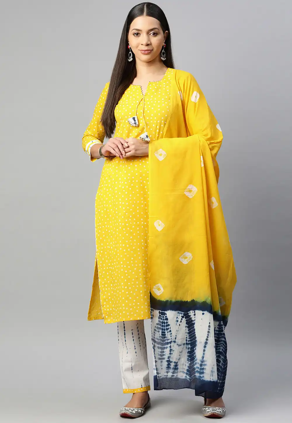 Yellow Cotton Readymade Pakistani Suit 292623