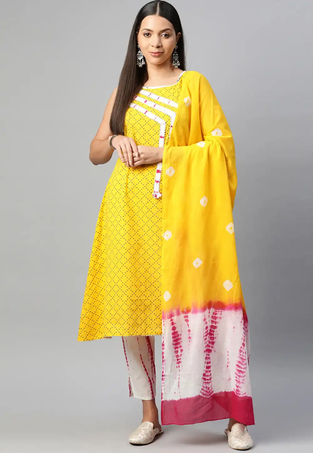 Yellow Cotton Readymade Pant Style Suit 292642