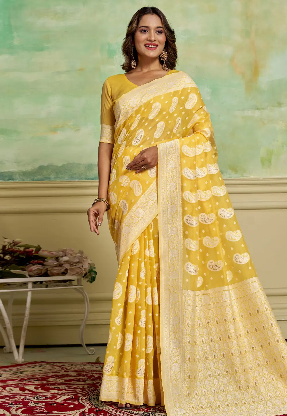 Yellow Cotton Saree With Blouse 301233