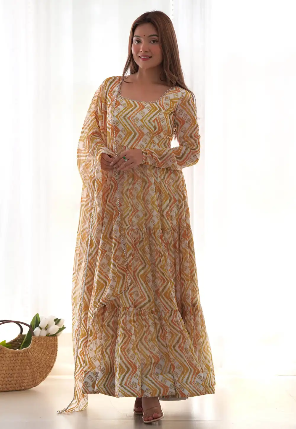 Yellow Faux Georgette Readymade Anarkali Suit 292354