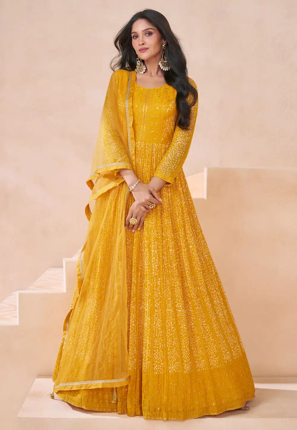 Yellow Georgette Floor Length Anarkali Suit 291952