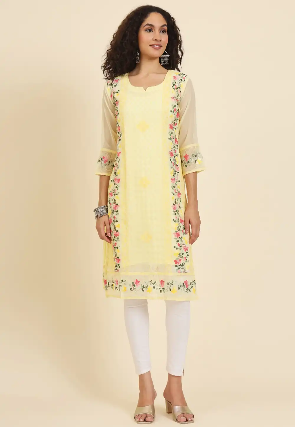 Yellow Georgette Kurti 293019