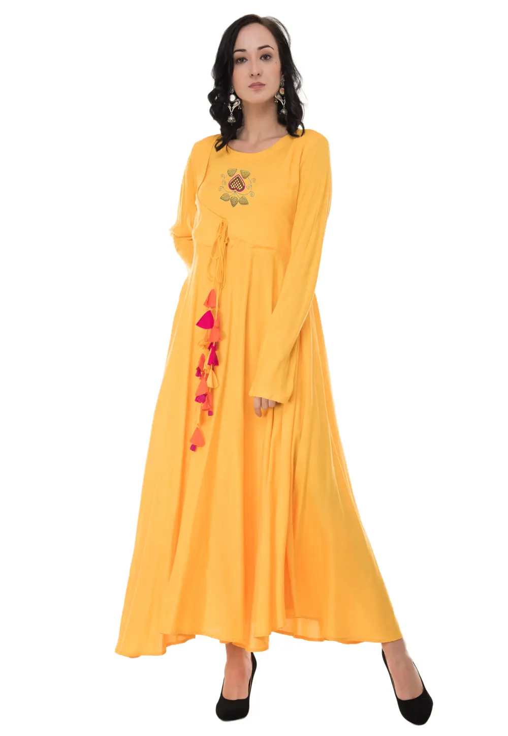 Yellow Georgette Long Tunic 303160