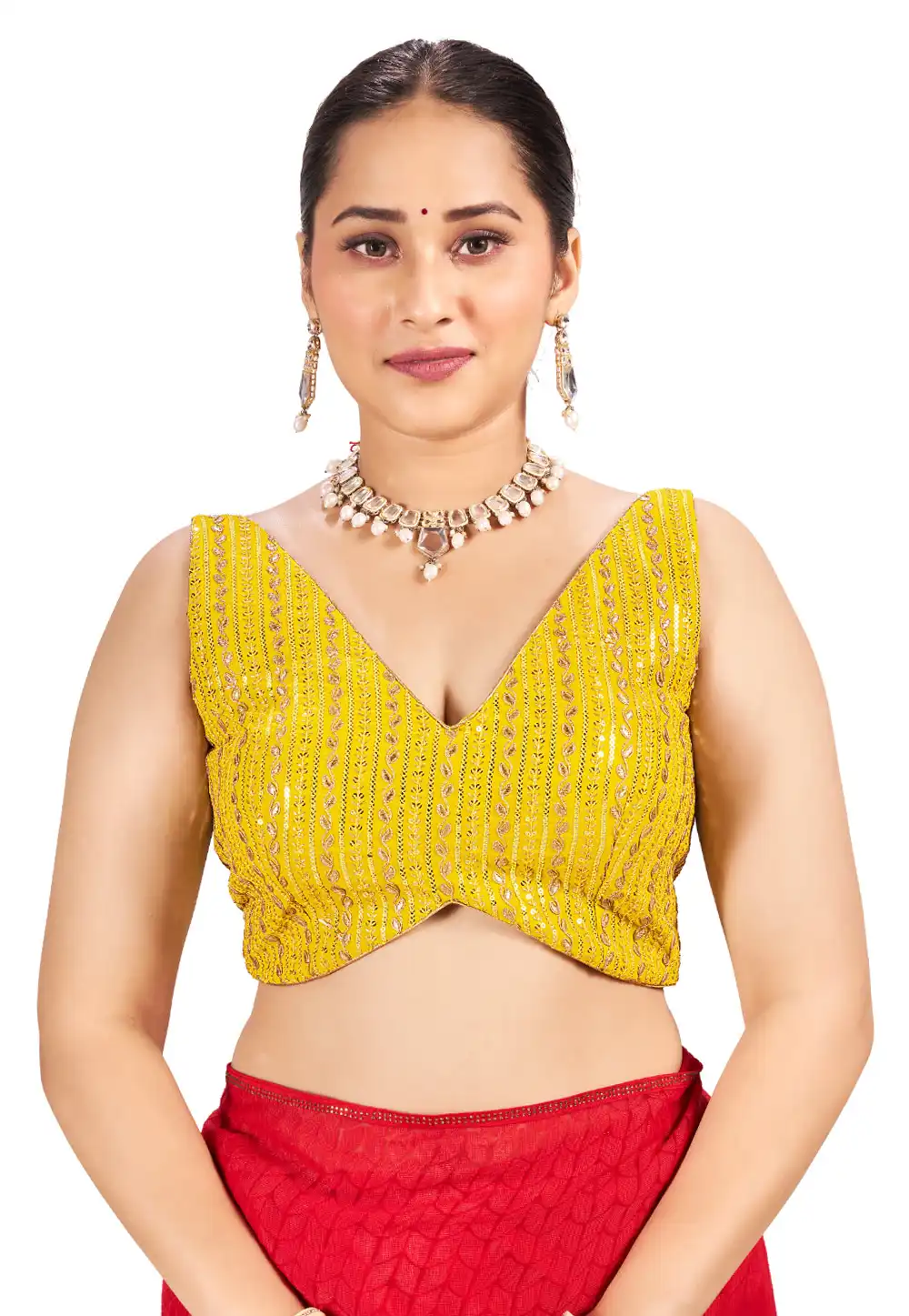 Yellow Georgette Readymade Blouse 291702