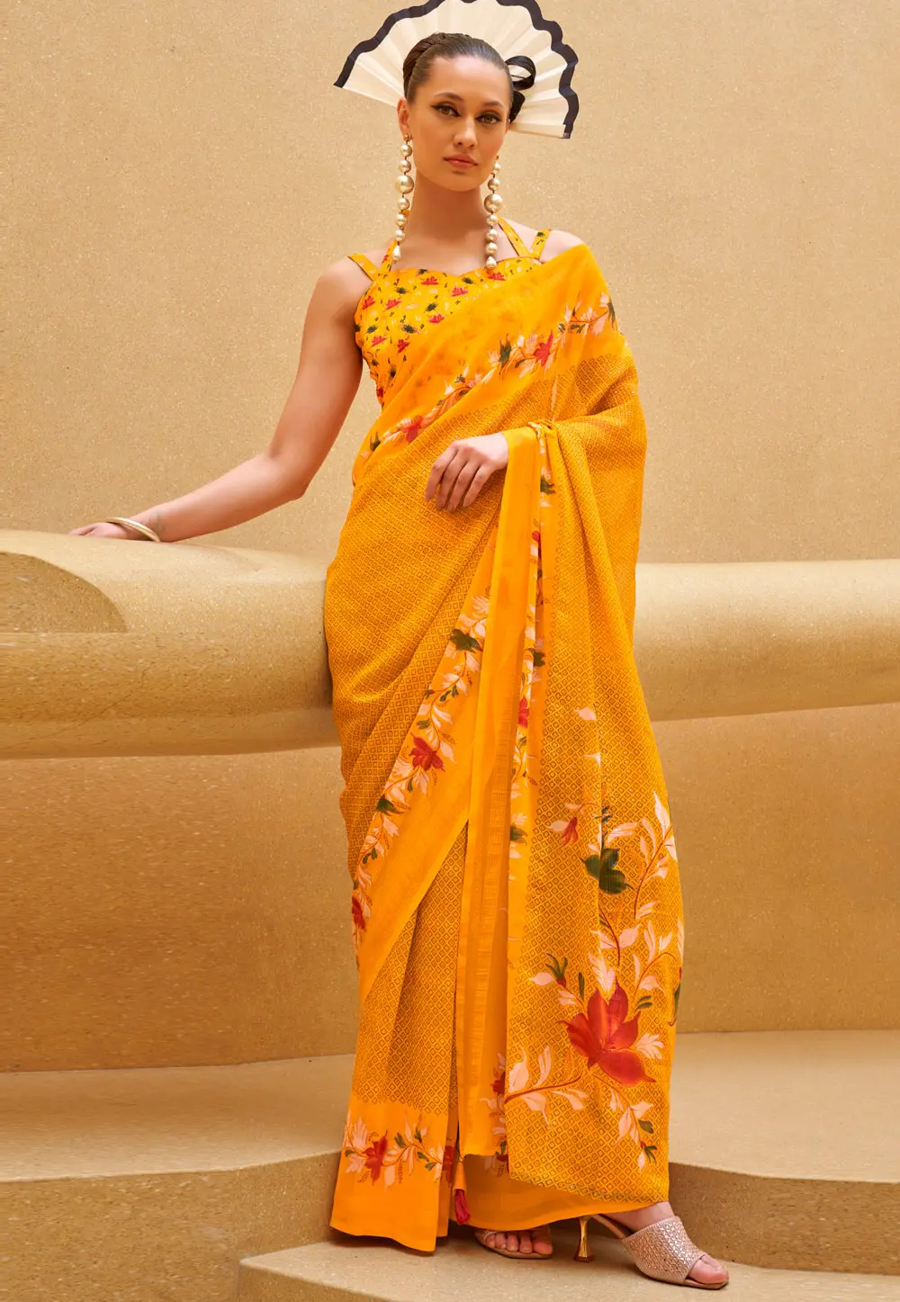 Yellow Georgette Saree With Blouse 301249