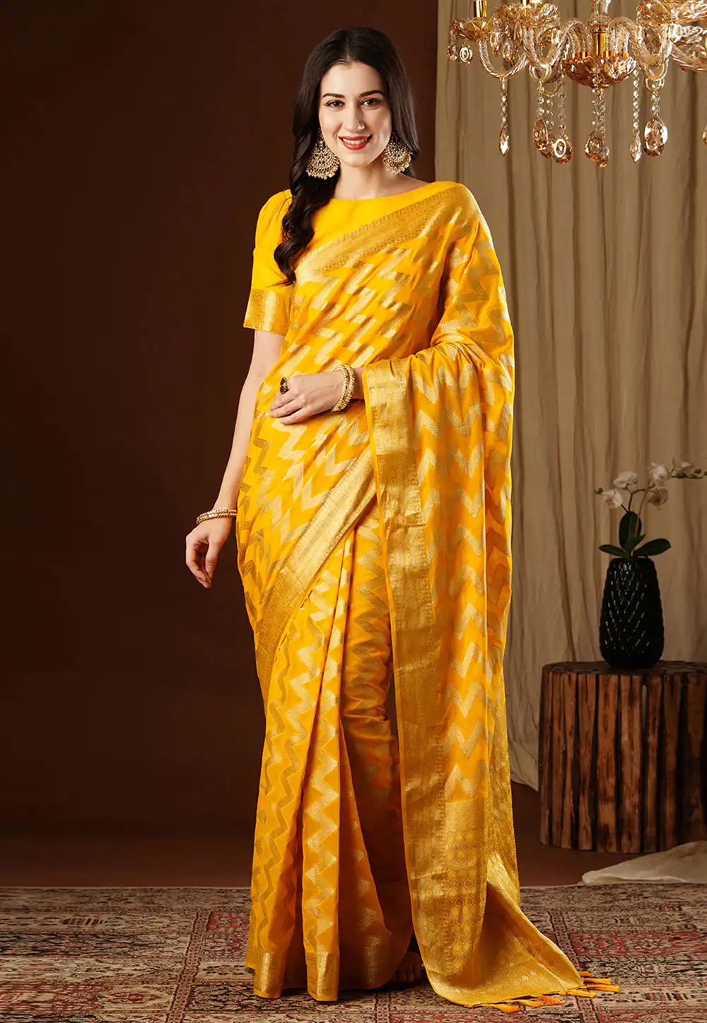 Yellow Georgette Saree With Blouse 292706