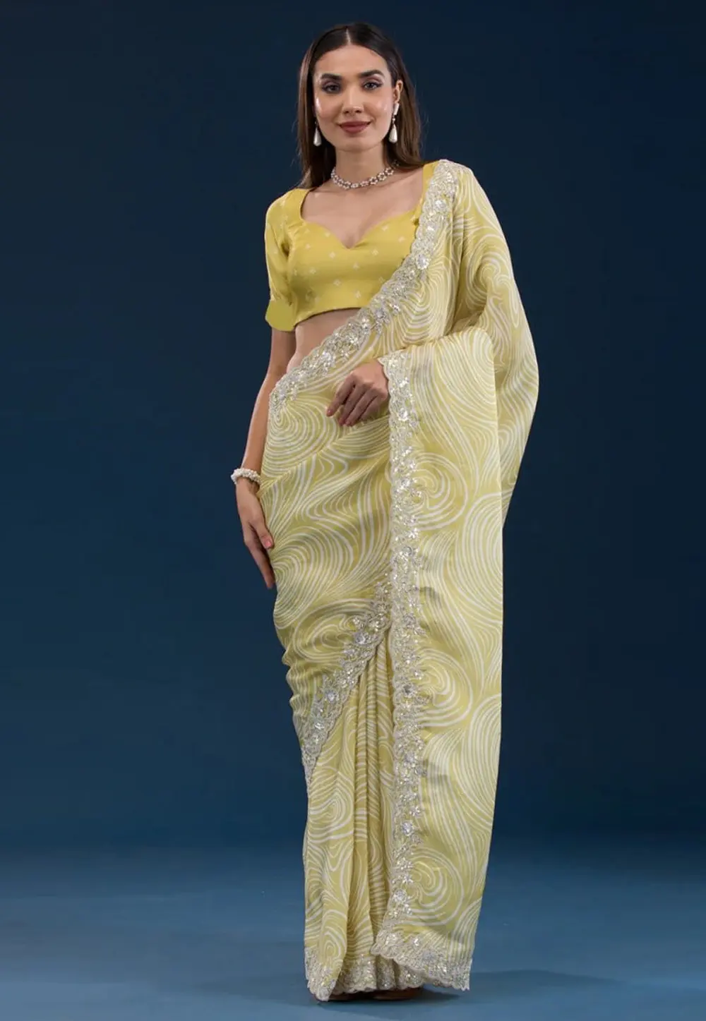 Yellow Georgette Saree With Blouse 302619